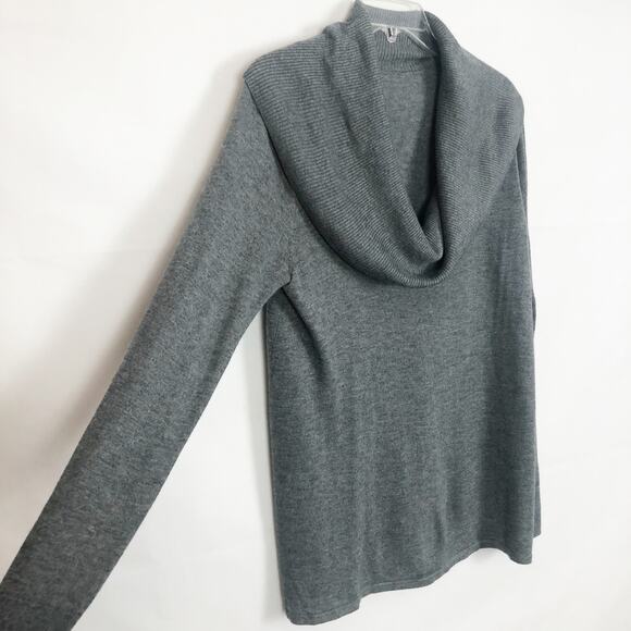 Women's Cowl Neck Gray Pullover Sweater - Picture 4 of 8
